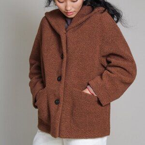 Harris Wharf London oversized hoodie boucle jacket brown women's size 40
